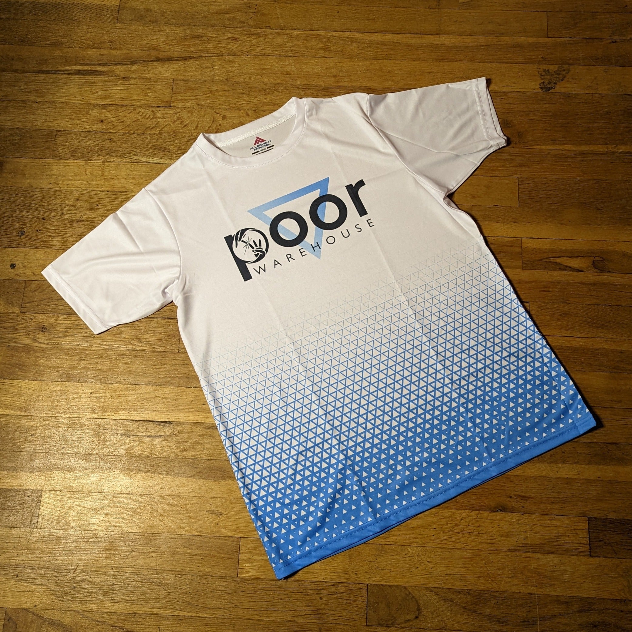 ALLEGHENY APPAREL White Series Sublimation T-Shirt with Poor Warehouse Logo