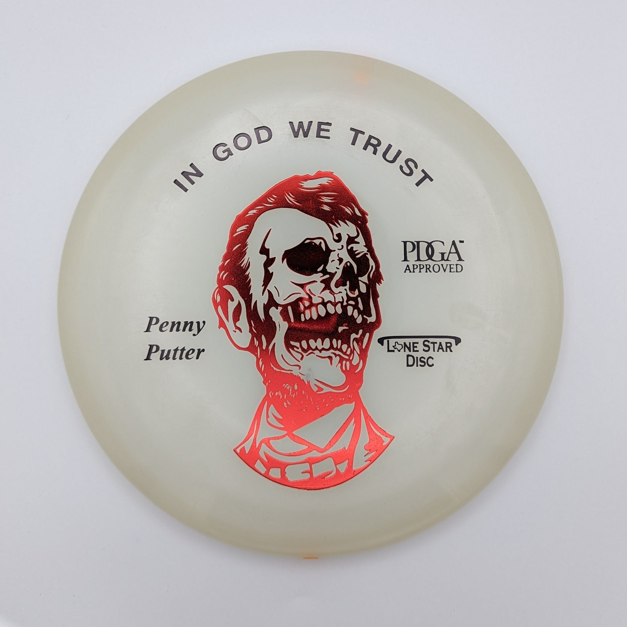 LONE STAR DISC Putt & Approach Zombie Abe Penny Glow Plastic 