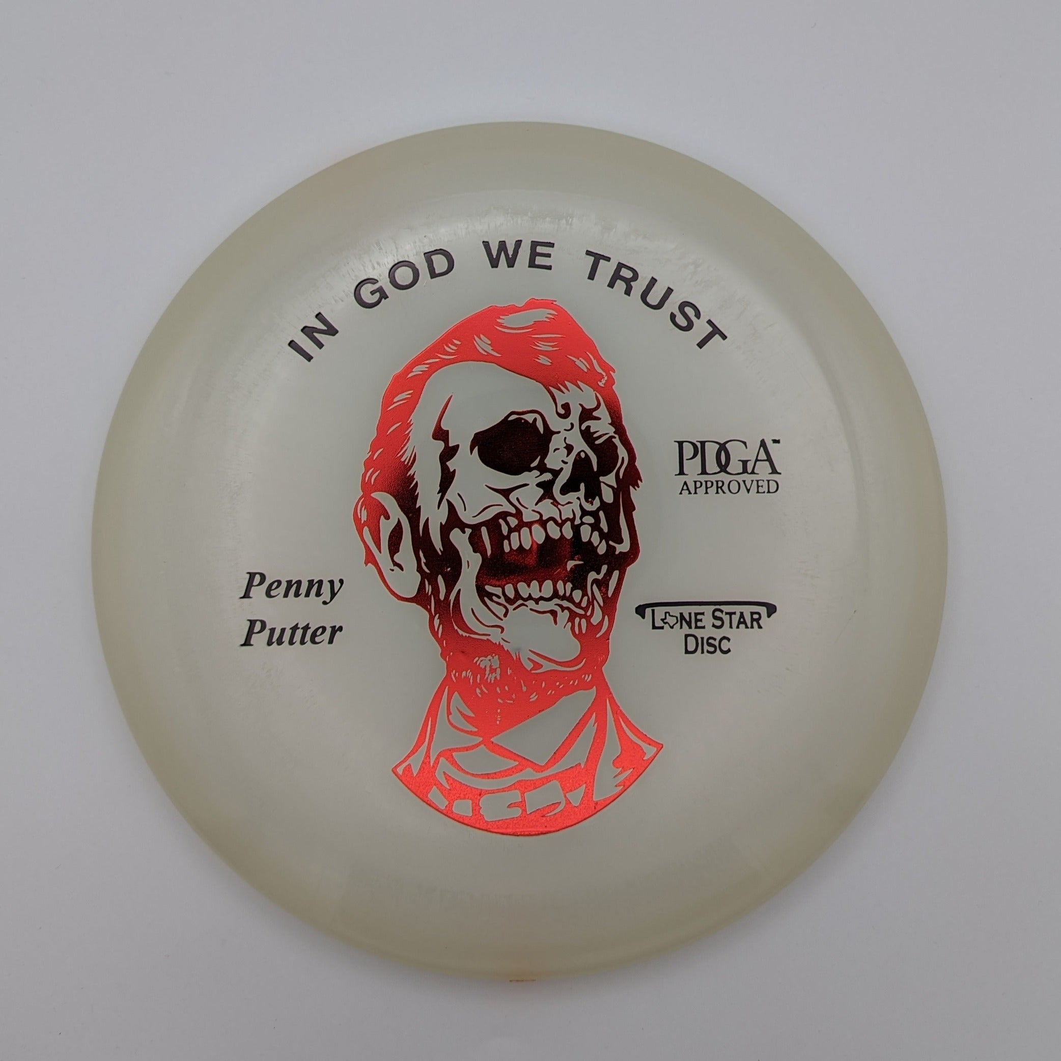 LONE STAR DISC Putt & Approach Zombie Abe Penny Glow Plastic 