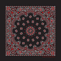 The Bandanna Co Traditional Paisley Bandanna - Black / Red (One Sided Print) - 100% Cotton Made in USA