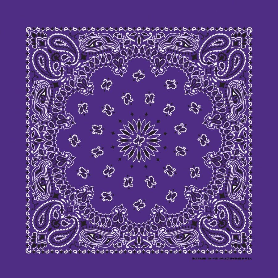The Bandanna Co Traditional Paisley Bandanna - Purple - 100% Cotton Made in USA