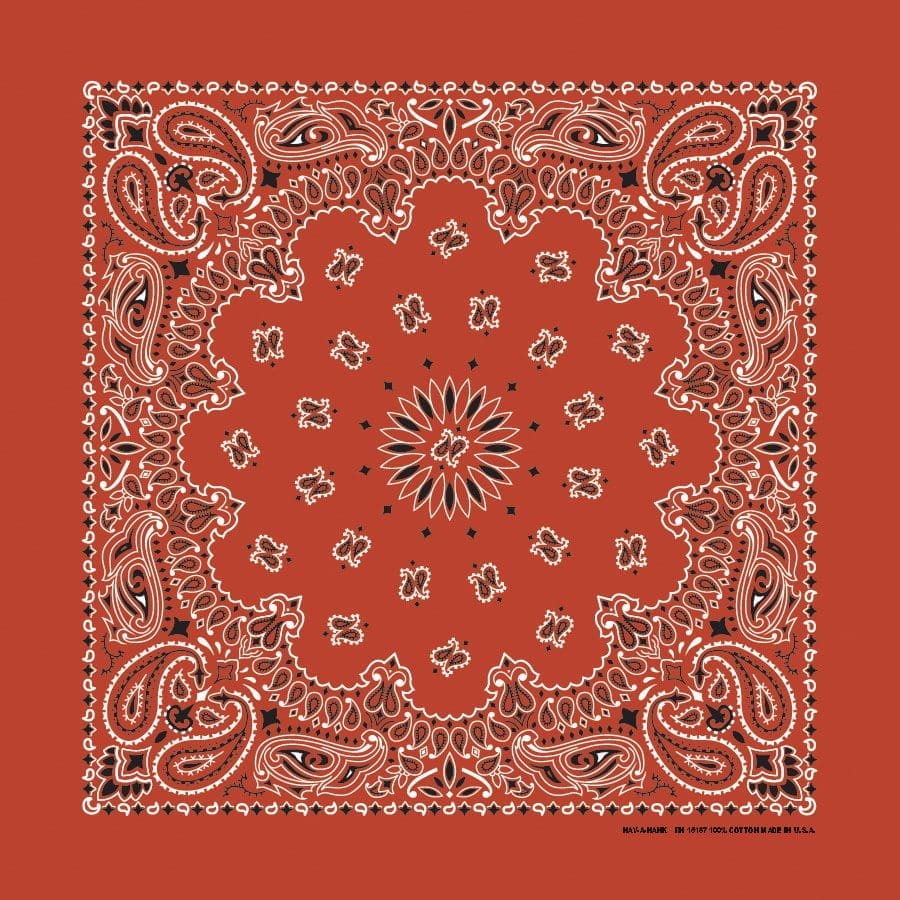 The Bandanna Co Traditional Paisley Bandanna - Terracotta - 100% Cotton Made in USA