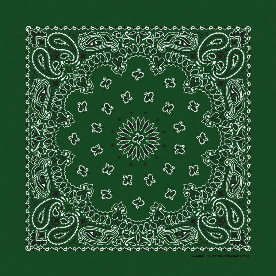 The Bandanna Co Traditional Paisley Bandanna - Hunter Green - 100% Cotton Made in USA