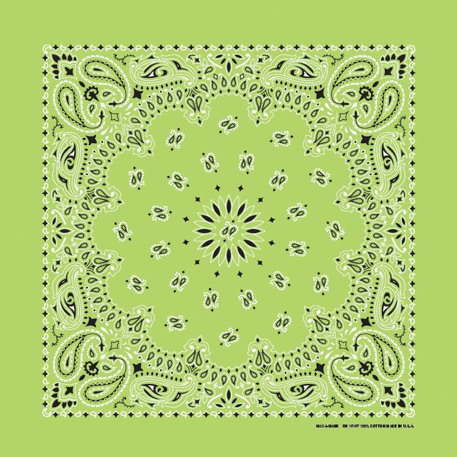 The Bandanna Co Traditional Paisley Bandanna - Lime - 100% Cotton Made in USA