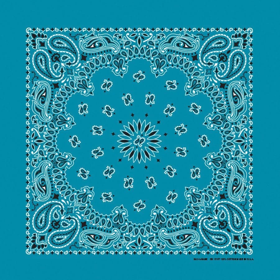 The Bandanna Co Traditional Paisley Bandanna - Turquoise - 100% Cotton Made in USA
