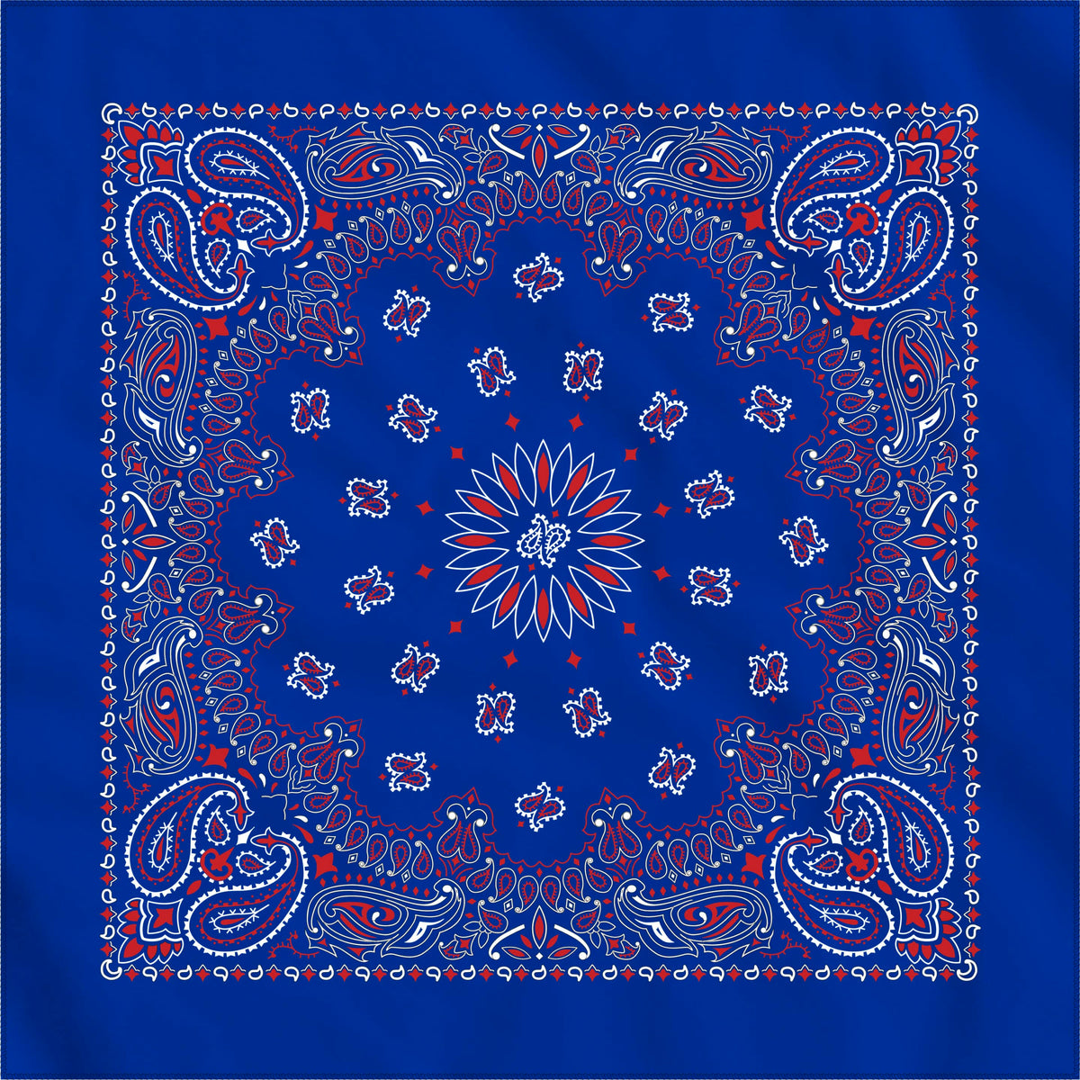 The Bandanna Co Traditional Paisley Bandanna - Blue / Red / White (One Sided Print) - 100% Cotton Made in USA