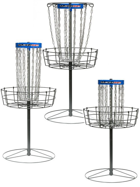 Mach Shift 3-in-1 Portable Adjustable Disc Golf Basket - Jersey Discs