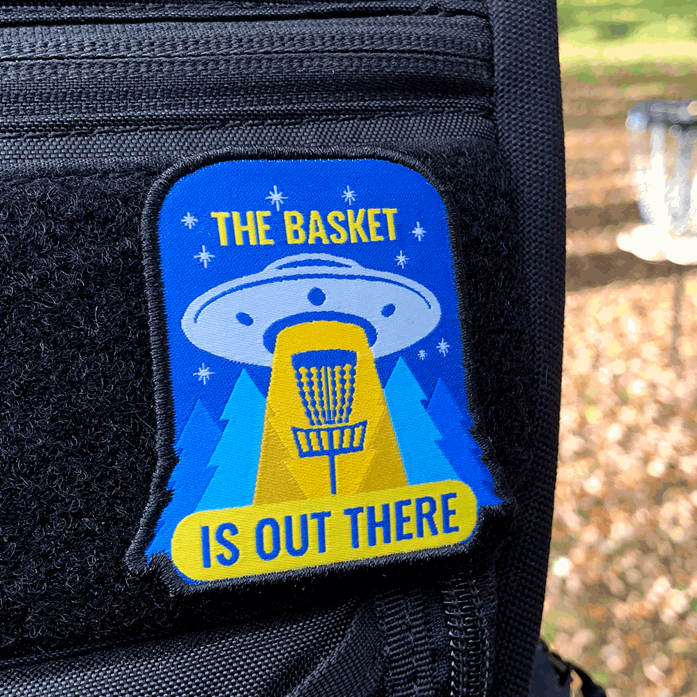 Disc Golf Pins | The Basket Is Out There Disc Golf Patch - Jersey Discs