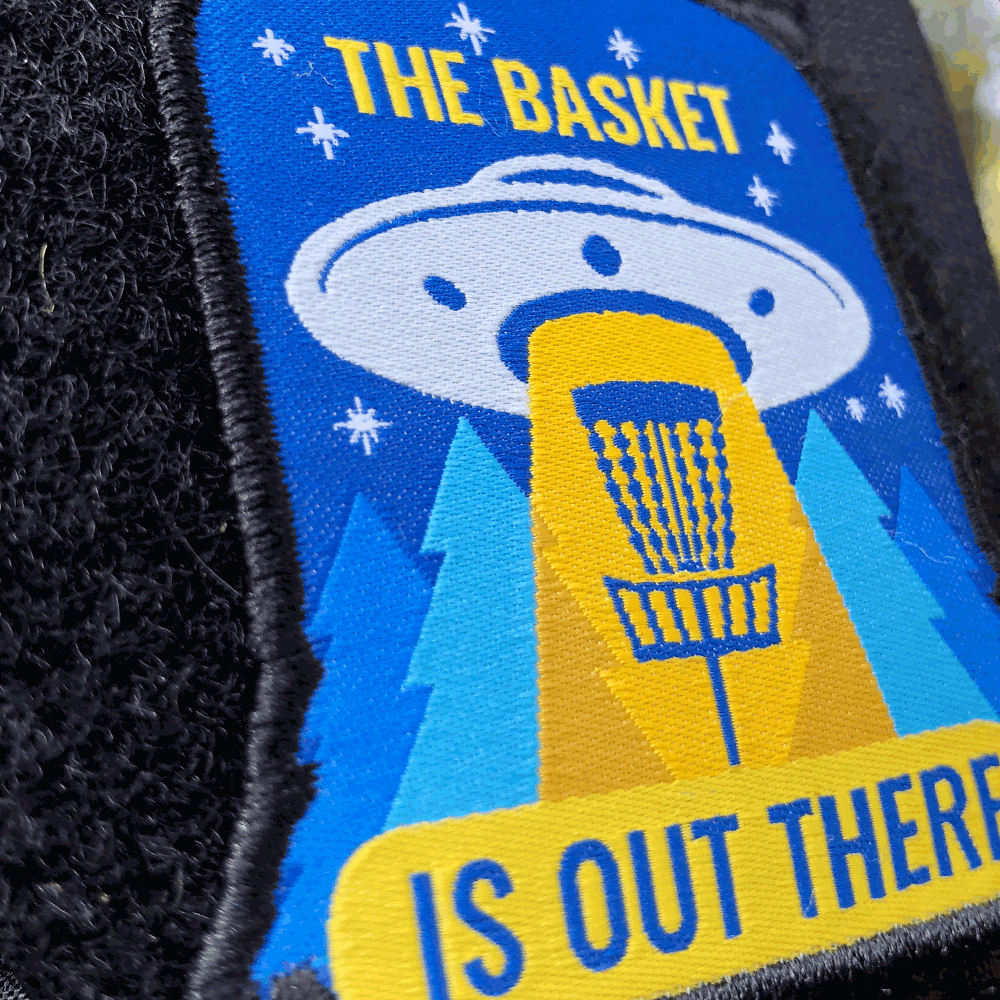 Disc Golf Pins | The Basket Is Out There Disc Golf Patch - Jersey Discs