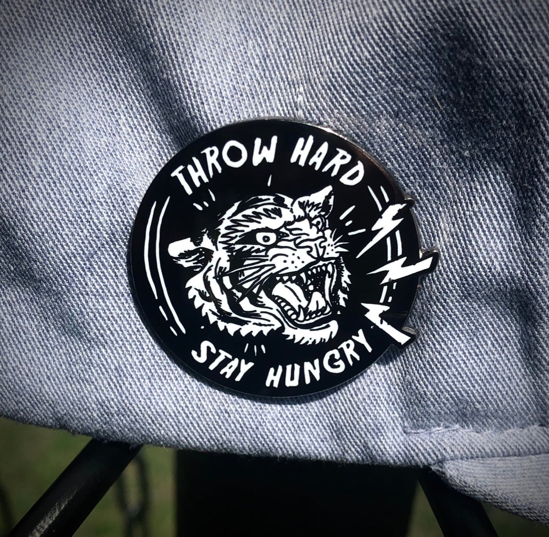 Disc Golf Pins | Throw Hard, Stay Hungry! Disc Golf Pin - Jersey Discs