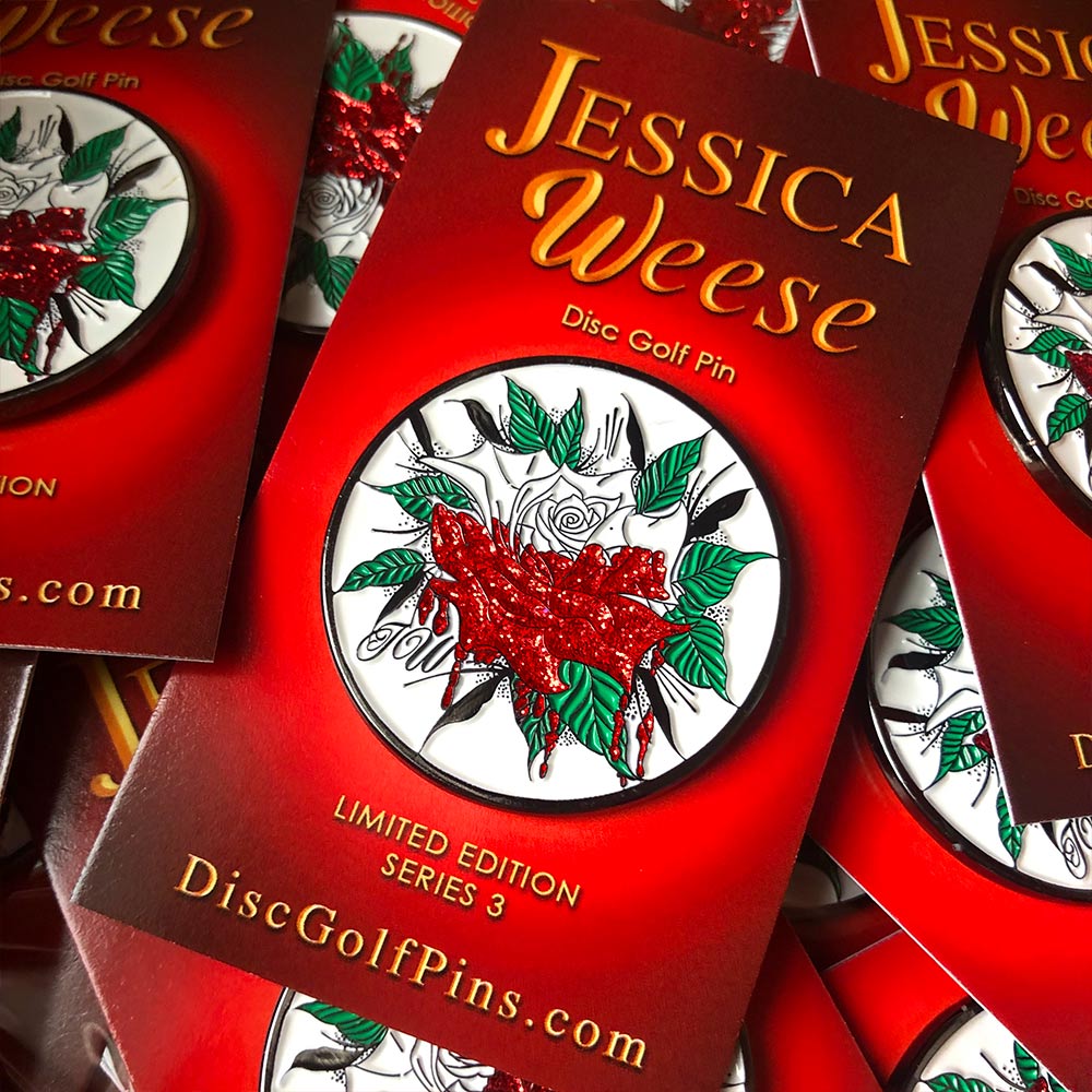 Disc Golf Pins | Jessica Weese Series 3 Disc Golf Pin - Paint the Roses Red! - Jersey Discs