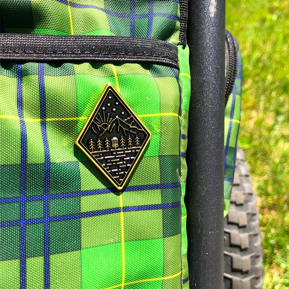 Disc Golf Pins | Gold and Black Mountain - Jersey Discs