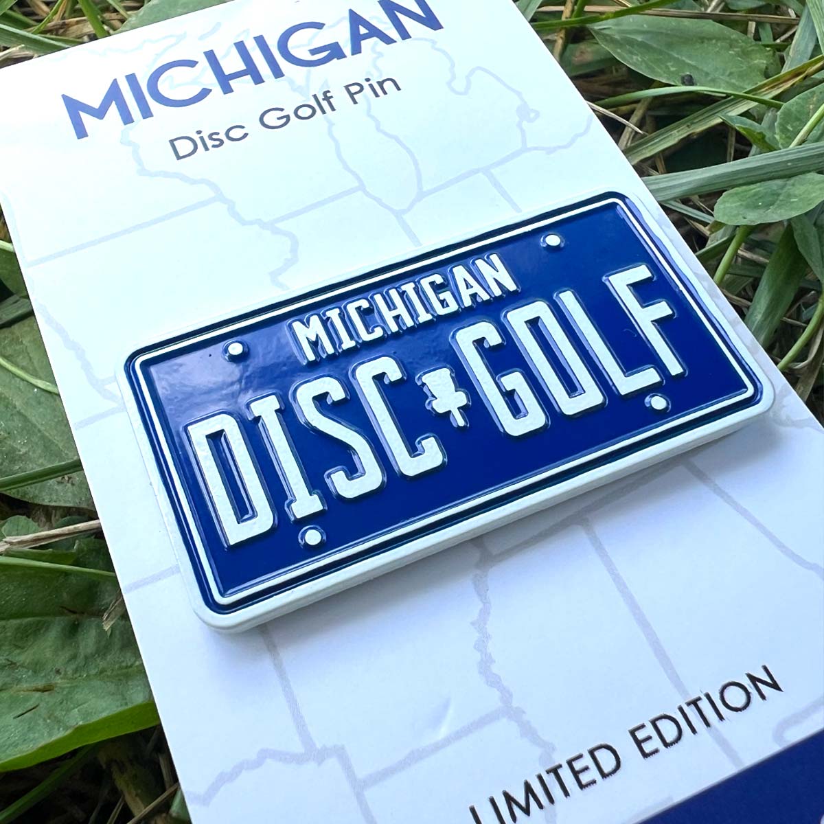 Disc Golf Pins | Michigan Vintage License Plate - Jersey Discs