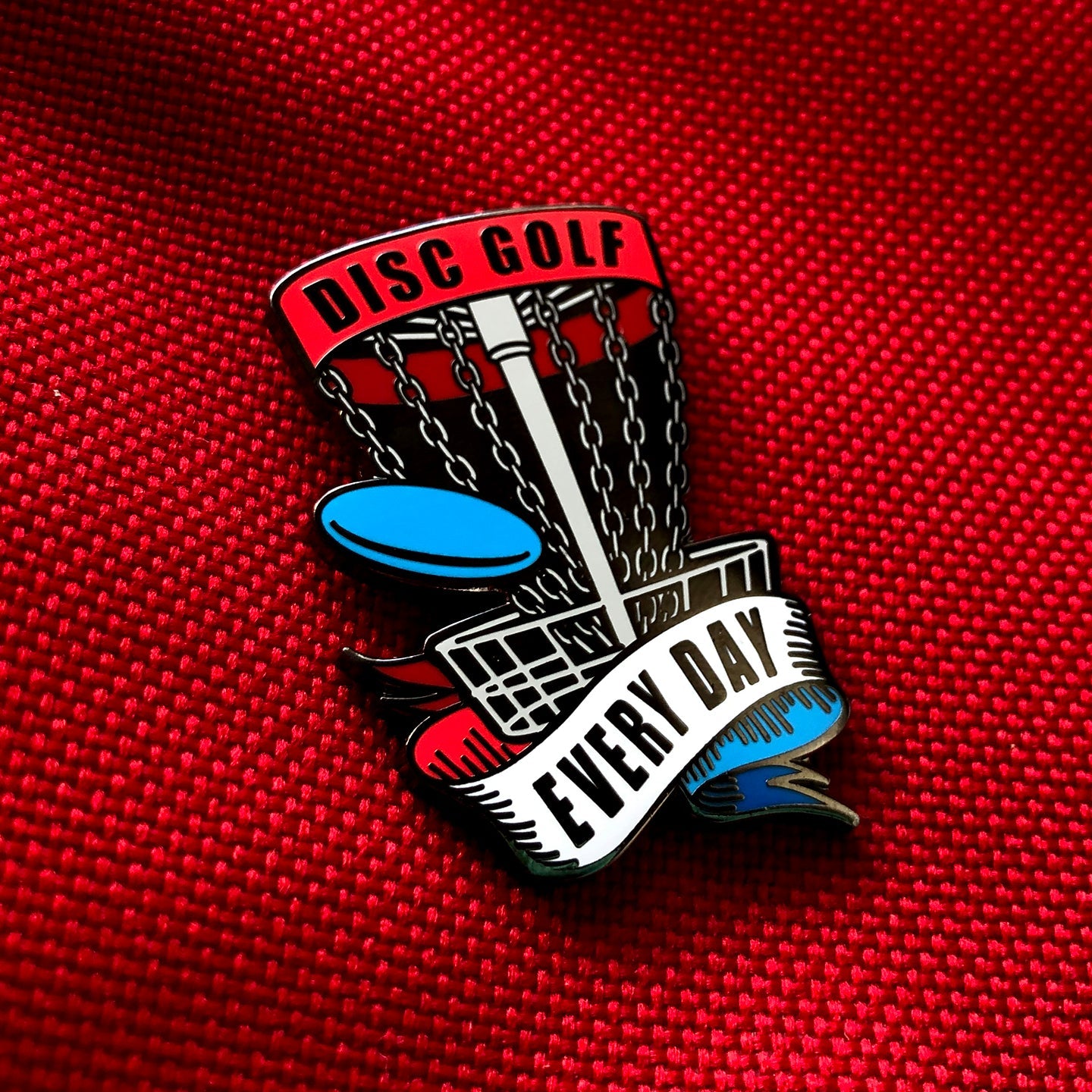 Disc Golf Pins | Disc Golf Every Day Basket Pin - RED, WHITE, BLUE - Jersey Discs