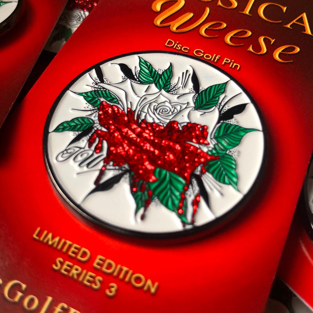 Disc Golf Pins | Jessica Weese Series 3 Disc Golf Pin - Paint the Roses Red!