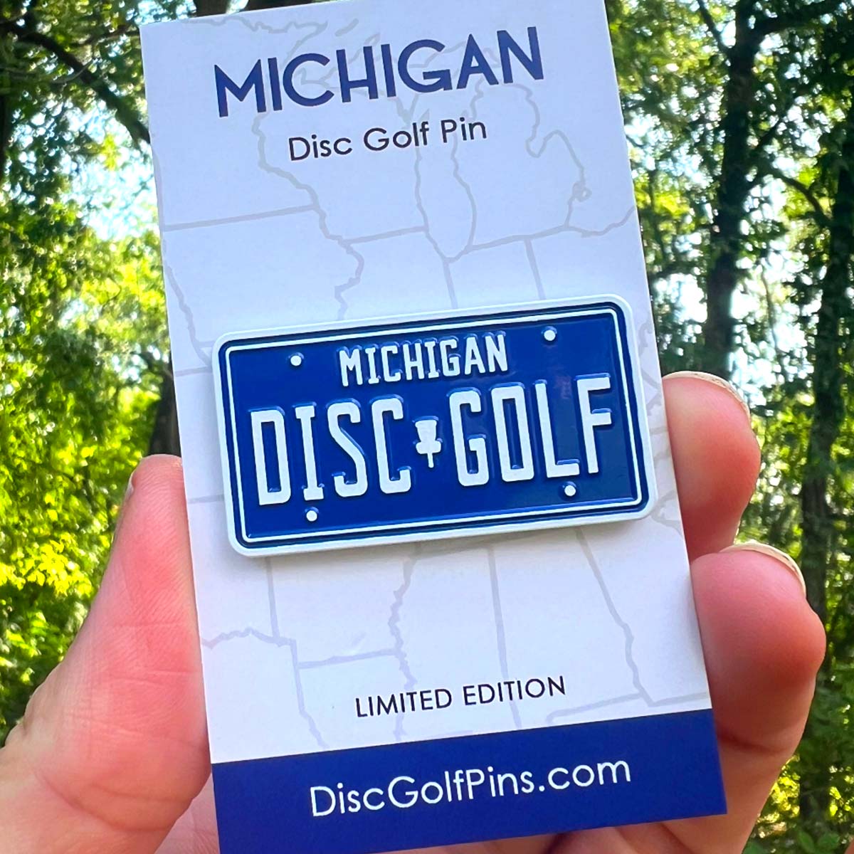 Disc Golf Pins | Michigan Vintage License Plate