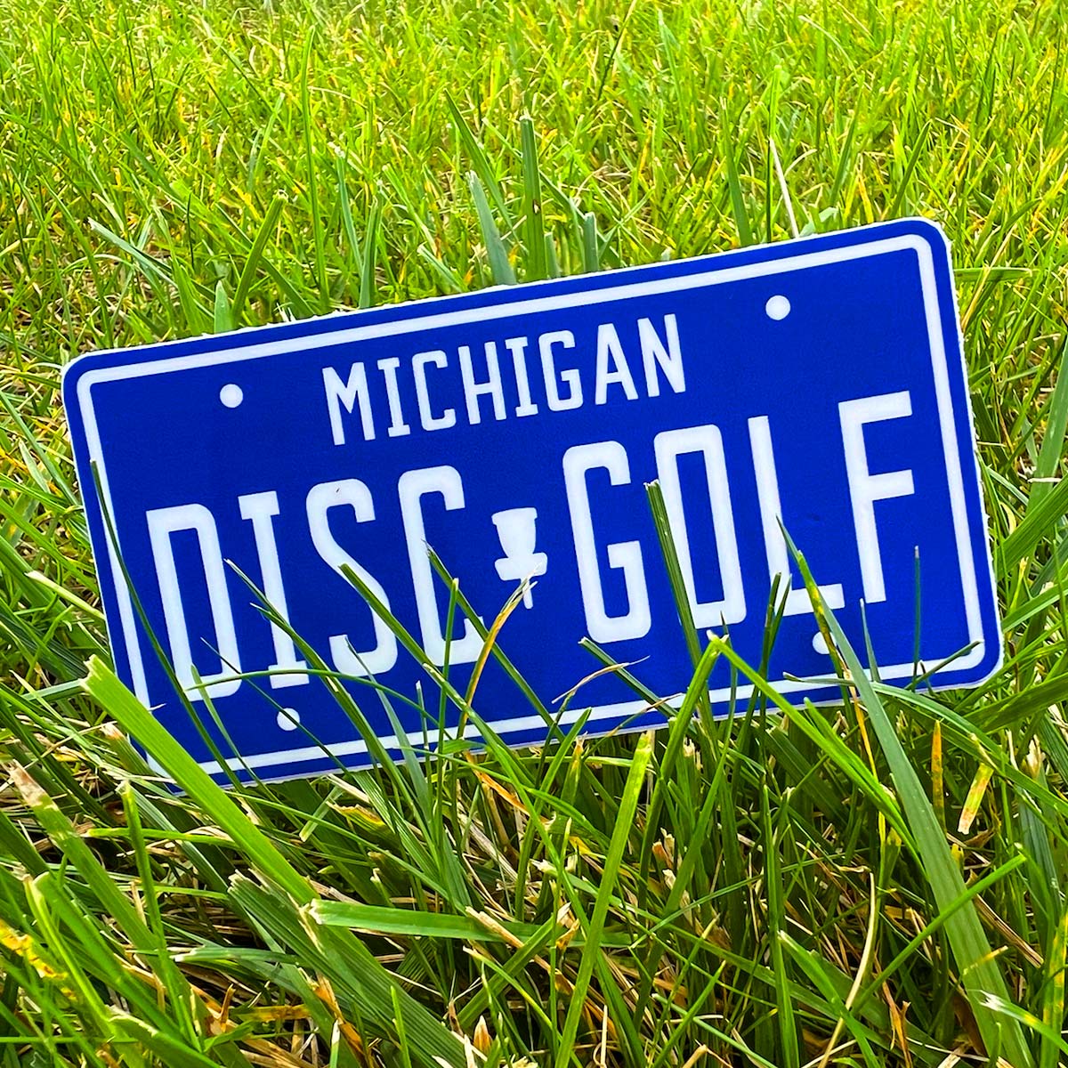 Disc Golf Pins | Michigan Vintage License Plate Disc Golf Sticker