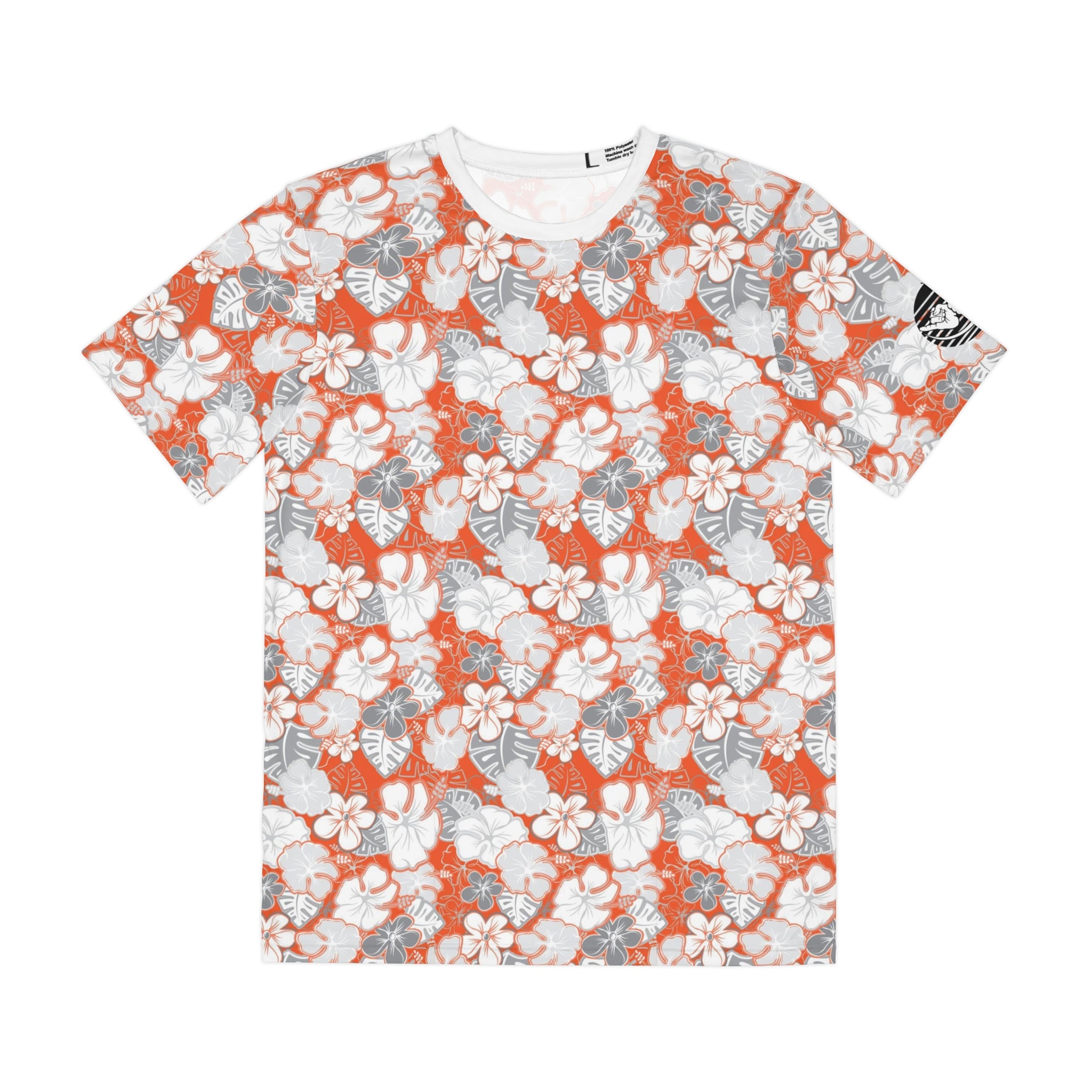 Jersey Discs Orange Hawaiian Sublimation Men's Polyester Tee - Jersey Discs