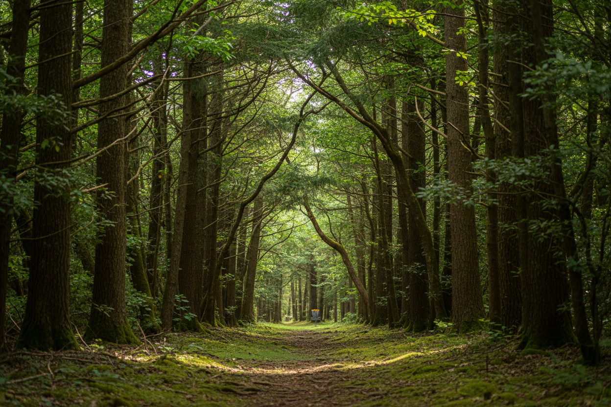 tunnel shot for disc golf in woods