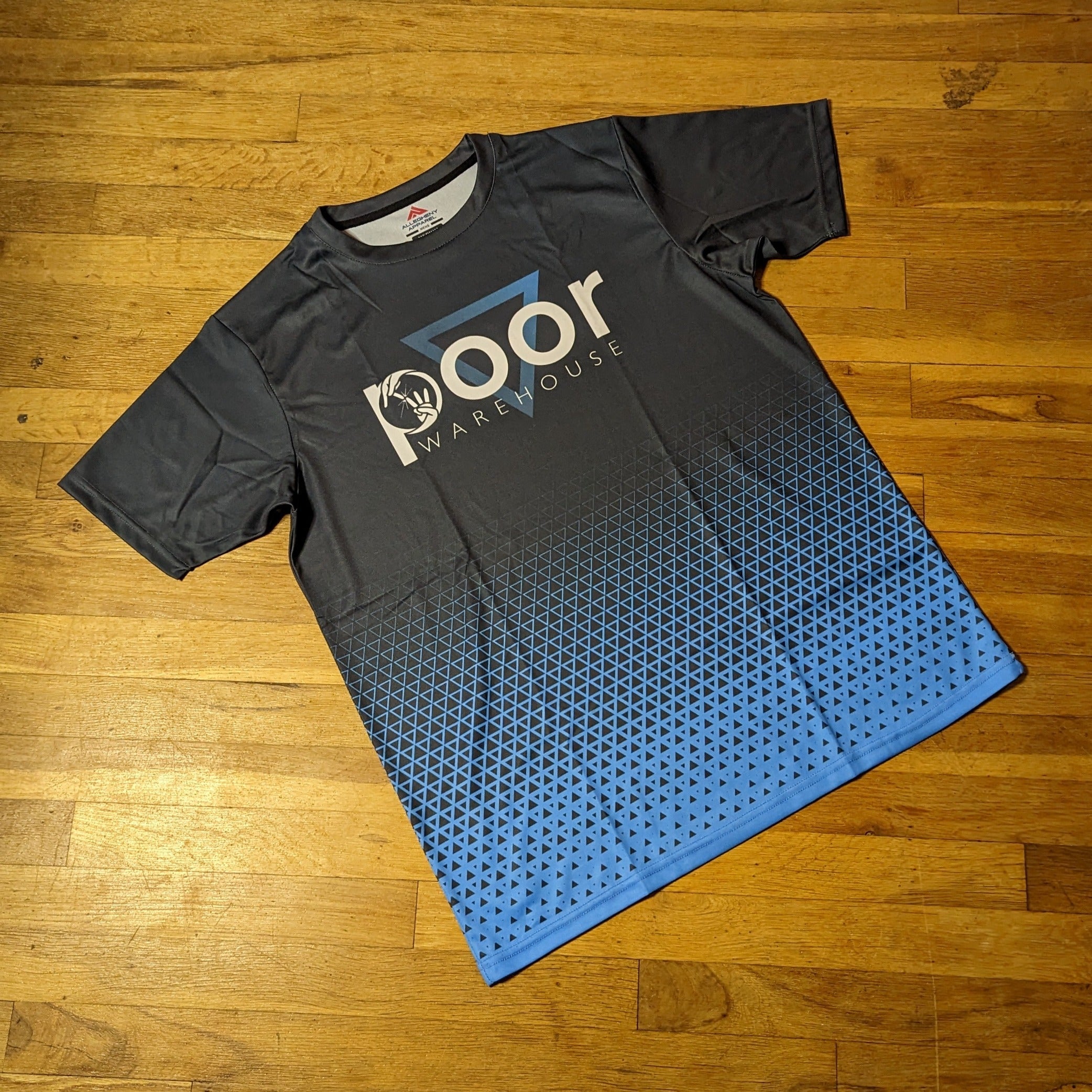 ALLEGHENY APPAREL Black Series Sublimation T-Shirt with Poor Warehouse Logo